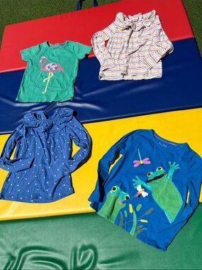Mini Boden Girls 9-10y Lot: 4 tees Frog flamingo stripes polka dots
